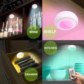 img 2 attached to LUXSWAY Battery LED Color Puck Lights - Remote Control, 16 Color Changing Fairy Lights - Dimmable Under Cabinet Light, Tap & Stick Up - Battery Powered RGB Night Light (4Pack)