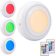 luxsway battery led color puck lights - remote control, 16 color changing fairy lights - dimmable under cabinet light, tap & stick up - battery powered rgb night light (4pack) логотип