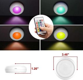 img 1 attached to LUXSWAY Battery LED Color Puck Lights - Remote Control, 16 Color Changing Fairy Lights - Dimmable Under Cabinet Light, Tap & Stick Up - Battery Powered RGB Night Light (4Pack)