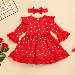 img 3 attached to 👗 Toddler Baby Girl Love Heart Print Dress: Princess Long Sleeve Ruffles Skirt Tutu Outfits