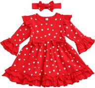 👗 toddler baby girl love heart print dress: princess long sleeve ruffles skirt tutu outfits logo