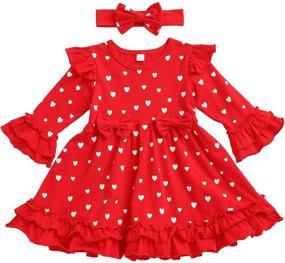 img 4 attached to 👗 Toddler Baby Girl Love Heart Print Dress: Princess Long Sleeve Ruffles Skirt Tutu Outfits