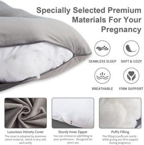 img 2 attached to 🤰 Cozybay U Shaped Pregnancy Body Pillow - Maternity Pillows for Sleeping, Full Pregnancy Pillows for Women with Removable Velvet Cover - (Grey, 55 inches) (Dark Grey)