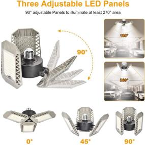 img 2 attached to 🏭 Super Bright 2 Pack LED Garage Lights - 60W 6000LM Deformable Ceiling Lights with Adjustable Panels | Ideal for Garage, Warehouse, Basement, Barn Light