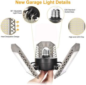 img 3 attached to 🏭 Super Bright 2 Pack LED Garage Lights - 60W 6000LM Deformable Ceiling Lights with Adjustable Panels | Ideal for Garage, Warehouse, Basement, Barn Light