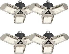 img 4 attached to 🏭 Super Bright 2 Pack LED Garage Lights - 60W 6000LM Deformable Ceiling Lights with Adjustable Panels | Ideal for Garage, Warehouse, Basement, Barn Light