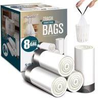 120 count forid medium drawstring trash bags - 8 gallon plastic garbage bags for kitchen, bathroom, bedroom, home office - white disposable can liners - 30 liter logo