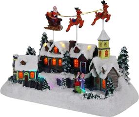 img 3 attached to 🦌 Captivating Animated Santa & Reindeer Sleigh Christmas Village: Pre-lit, Musical Delight for Christmas Indoor Decor & Holiday Displays