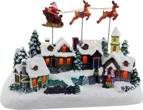 img 4 attached to 🦌 Captivating Animated Santa & Reindeer Sleigh Christmas Village: Pre-lit, Musical Delight for Christmas Indoor Decor & Holiday Displays