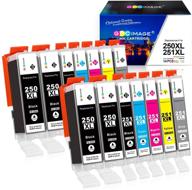 🖨️ premium gpc image ink cartridge replacement for canon 250xl 251xl - 2 gray, 2 yellow, 2 magenta, 2 cyan, 4 pgbk, 2 black - for pixma mx922 mg7520 mg5520 mg5420 mg6620 printer tray logo