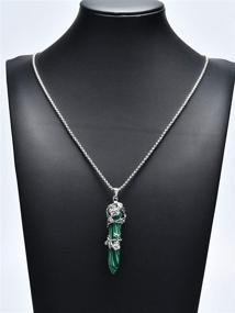 img 3 attached to 🌸 KESOCORAY Natural Crystal Stone Point Pendant Necklace: Elegant Flower Wrapped Design for Healing and Luck - Obsidian and Malachite Options Available