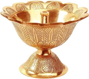 img 2 attached to 🪔 Handmade Brass Indian Puja Oil Lamp - Golden Diya Lamp with Engraved Design for Diwali Pooja - Devdas 2" Set of 1