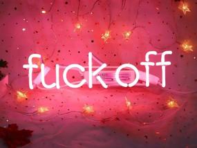 img 4 attached to 🖕 Pink Neon Light Sign – Real Glass Neon Signs that Say 'Fuck Off' for Wall Decor in Bedroom, Room, Party, Christmas, Halloween