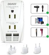 🔌 doace c11 2000w travel voltage converter: powerful step down 220v to 110v adapter with 2 usb ports and global plugs for hair dryer, straightener, curling iron, laptop, camera, cell phone logo