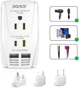 img 4 attached to 🔌 DOACE C11 2000W Travel Voltage Converter: Powerful Step Down 220V to 110V Adapter with 2 USB Ports and Global Plugs for Hair Dryer, Straightener, Curling Iron, Laptop, Camera, Cell Phone