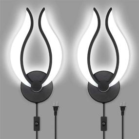 img 3 attached to Set of 2 TRLIFE Modern Wall Sconces: Plug in Sconces 12W in 6000K Cool White, Acrylic Wall Sconce Lighting with 6FT Plug in Cord, On/Off Switch on Cord - 2 Pack