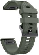 26mm width soft silicone watch strap for fenix 5x plus, fenix 6x, fenix 6x pro, fenix 3, fenix 3 hr, tactix, descent mk1, d2 delta px, d2 charlie - army green - compatible with notocity logo