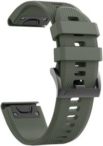 img 4 attached to 26mm Width Soft Silicone Watch Strap for Fenix 5X Plus, Fenix 6X, Fenix 6X Pro, Fenix 3, Fenix 3 HR, Tactix, Descent MK1, D2 Delta PX, D2 Charlie - Army Green - Compatible with Notocity