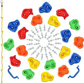 img 3 attached to 🐵 Discover Fun and Adventure with Rainbow Craft DIY Monkey Rock Climbing Holds for Kids - Wall Climbing Rocks of 20pc, 2pc Handles & 1pc 8ft Knotted Climbing Rope - Kids Rock Climbing Holds Rock Wall Climbing Kit