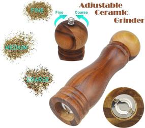 img 1 attached to 🌶️ Versatile 8 Inch Samyo Home Kitchen Acacia Wood Spice Pepper Mill Salt Grinder Muller Tool - Enhanced with Ceramic Grinding Mechanism