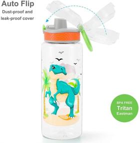 img 1 attached to Dinosaur-themed BPA Free Tritan Water Bottle with Leak Proof Lid – Ideal for School Kids Boys, Convenient Easy Clean & Carry Handle – 23oz/ 680ml