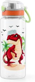 img 4 attached to Dinosaur-themed BPA Free Tritan Water Bottle with Leak Proof Lid – Ideal for School Kids Boys, Convenient Easy Clean & Carry Handle – 23oz/ 680ml