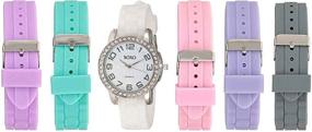 img 1 attached to XOXO Women's Analog Watch with Silver-Tone Case, Crystal-Inset Bezel, 7 Interchangeable Bands - Official XOXO Woman's Watch, Silicone Buckle Straps - Model: XO9069