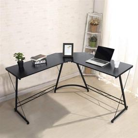 img 2 attached to 🎮 CozyCasa L Shaped Gaming Desk: Stylish Corner Table PC Desk for Home Office, with Sturdy Metal Legs