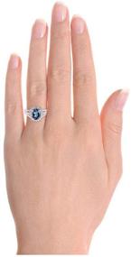 img 3 attached to 💍 RYLOS Женское серебряное кольцо, вдохновленное принцессой Дианой, с камнем 9X7MM, гало из настоящих алмазов и украшение с родным камнем для женщин - доступно в размерах 5, 6, 7, 8, 9, 10.