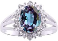 💍 rylos женское серебряное кольцо, вдохновленное принцессой дианой, с камнем 9x7mm, гало из настоящих алмазов и украшение с родным камнем для женщин - доступно в размерах 5, 6, 7, 8, 9, 10. логотип