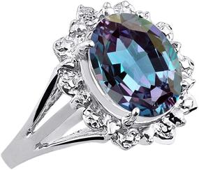 img 2 attached to 💍 RYLOS Женское серебряное кольцо, вдохновленное принцессой Дианой, с камнем 9X7MM, гало из настоящих алмазов и украшение с родным камнем для женщин - доступно в размерах 5, 6, 7, 8, 9, 10.