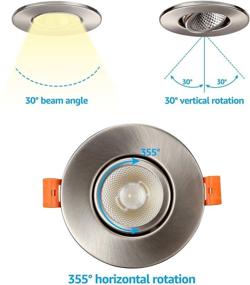 img 2 attached to 💡 Torchstar E-Star 3-Inch Gimbal LED Recessed Lights With Junction Box - Industrial Electrical Lighting Components