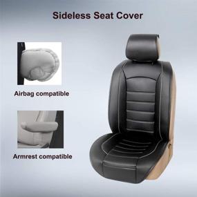 img 2 attached to 🚗 Classic Gray Faux Leather Car Front Seat Cover - Waterproof Seat Protector Cushion Pad for Most Car SUV Van Trucks Low Back Bucket Seat Covers - Auto Interior Accessories by TOYOUN