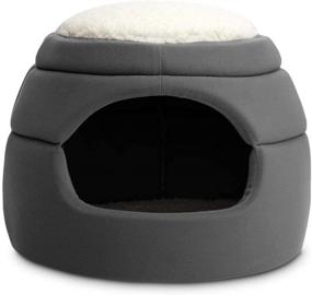 img 4 attached to 🐱 Hollypet 14x14x12 inches Self-Warming 2-in-1 Foldable Cave Shape High Elastic Foam Pet Cat Bed for Cats and Small Dogs with White Top - Enhanced SEO