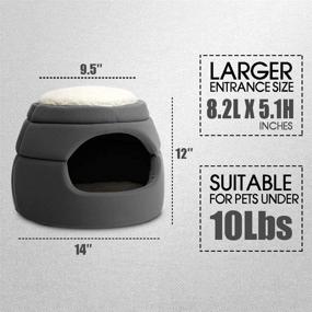 img 3 attached to 🐱 Hollypet 14x14x12 inches Self-Warming 2-in-1 Foldable Cave Shape High Elastic Foam Pet Cat Bed for Cats and Small Dogs with White Top - Enhanced SEO