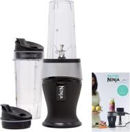 ninja qb3001ss personal blender: 700-watt base with (2) 16-ounce cups 🥤 and spout lids - perfect for shakes, smoothies, food prep, and frozen blending logo