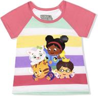 👚 dainty and delightful: daniel tiger pink striped tee for girls, size 2t logo