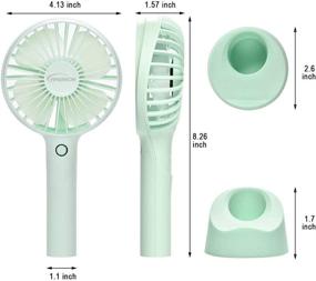 img 3 attached to 🌬️ YIHUNION Mini Handheld Fan Portable, USB Rechargeable Battery Powered Fan with Base, 2500mAh Battery, 4 Modes for Home Office Bedroom and Outdoor Travel (Green)