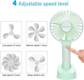 img 2 attached to 🌬️ YIHUNION Mini Handheld Fan Portable, USB Rechargeable Battery Powered Fan with Base, 2500mAh Battery, 4 Modes for Home Office Bedroom and Outdoor Travel (Green)