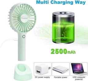 img 1 attached to 🌬️ YIHUNION Mini Handheld Fan Portable, USB Rechargeable Battery Powered Fan with Base, 2500mAh Battery, 4 Modes for Home Office Bedroom and Outdoor Travel (Green)