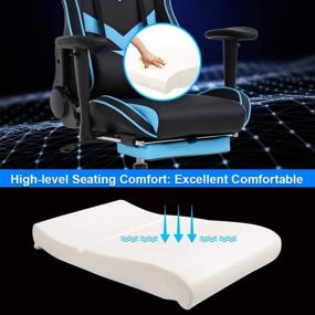 img 3 attached to Blue Gaming Chair: Massaging Office Chair with Lumbar Support, Footrest, Armrest, Headrest - Ergonomic Desk Chair for Adults, Women - High Back PU Executive Rolling Swivel Computer Chair