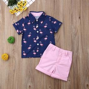 img 3 attached to Adorable Flamingo Print Toddler Baby Boy Outfit: Short Sleeve T-Shirts & Shorts Set for Cool Summer Style