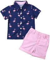 adorable flamingo print toddler baby boy outfit: short sleeve t-shirts & shorts set for cool summer style logo