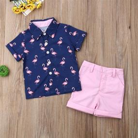 img 2 attached to Adorable Flamingo Print Toddler Baby Boy Outfit: Short Sleeve T-Shirts & Shorts Set for Cool Summer Style