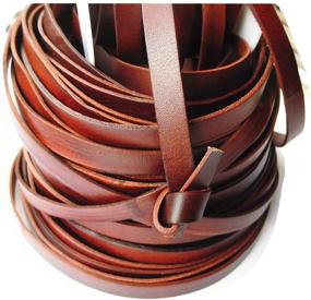 img 1 attached to 👛 5 Yards 10mm x 2mm Genuine Cow Hide Flat Leather Strip by Glory Qin - Real Leather Craft for Jewelry Making and Leather Rush in Brown