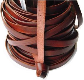 img 2 attached to 👛 5 Yards 10mm x 2mm Genuine Cow Hide Flat Leather Strip by Glory Qin - Real Leather Craft for Jewelry Making and Leather Rush in Brown