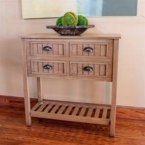 img 3 attached to 🔴 Antique Red Bead board 4-Drawer Console Table by Decor Therapy, 14x32x32