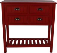 🔴 antique red bead board 4-drawer console table by decor therapy, 14x32x32 logo