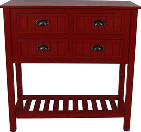 img 4 attached to 🔴 Antique Red Bead board 4-Drawer Console Table by Decor Therapy, 14x32x32