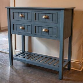 img 2 attached to 🔴 Antique Red Bead board 4-Drawer Console Table by Decor Therapy, 14x32x32